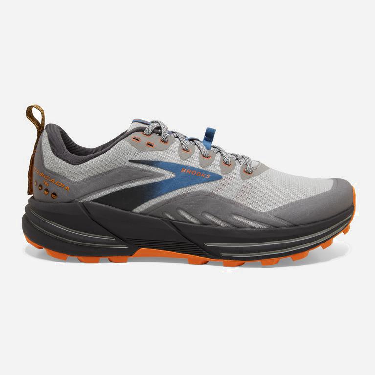 Brooks Cascadia 16 NZ - Men's Flexible Trail Running Shoes - Oyster Mushroom/Alloy/Orange (78164-CSI